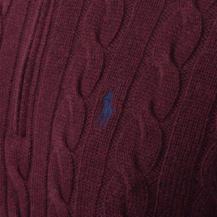 Alternative Image for ProductRalph Lauren Half Zip Cable Knit Jumper Burgundy3